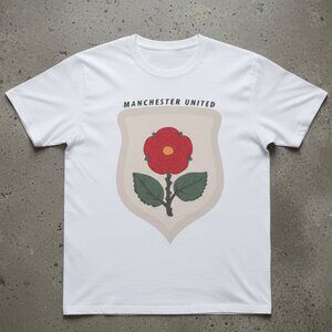 Vintage Red Rose Crest Graphic Tee – Minimalist Football Heritage Shirt